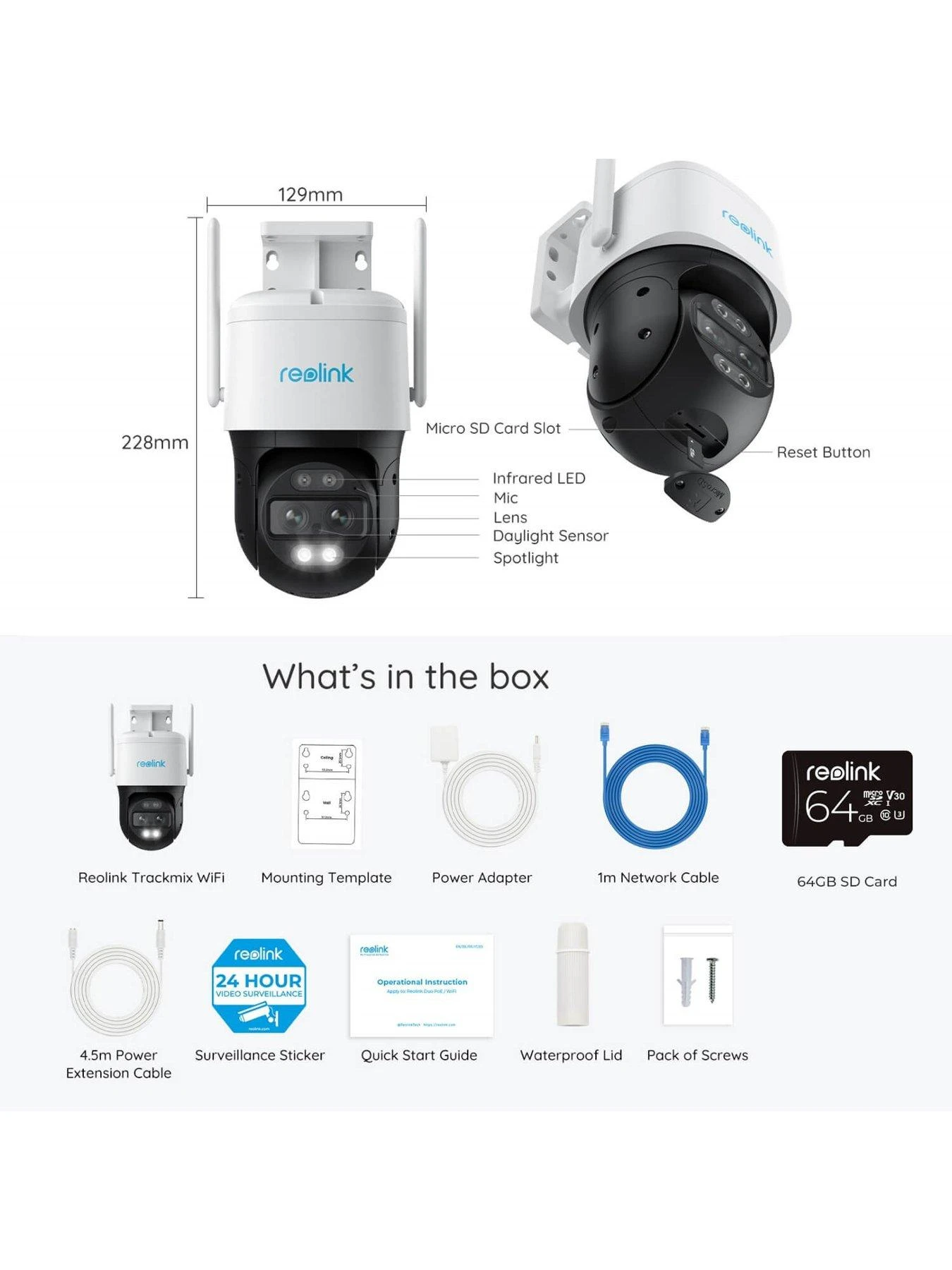 Reolink TrackMix 4K Wi-Fi Dual-Lens PTZ Camera With Motion Tracking + 64GB SD Card 7 Reolink TrackMix 4K Wi-Fi Dual-Lens PTZ Camera With Motion Tracking + 64GB SD Card - Image 7