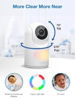 VTech VM3263 2.8 Inch Digital Video Baby Monitor With Adjustable Camera And Night Light -Digital Station VP3UR SQ5 0000000013 WHITE SLd1