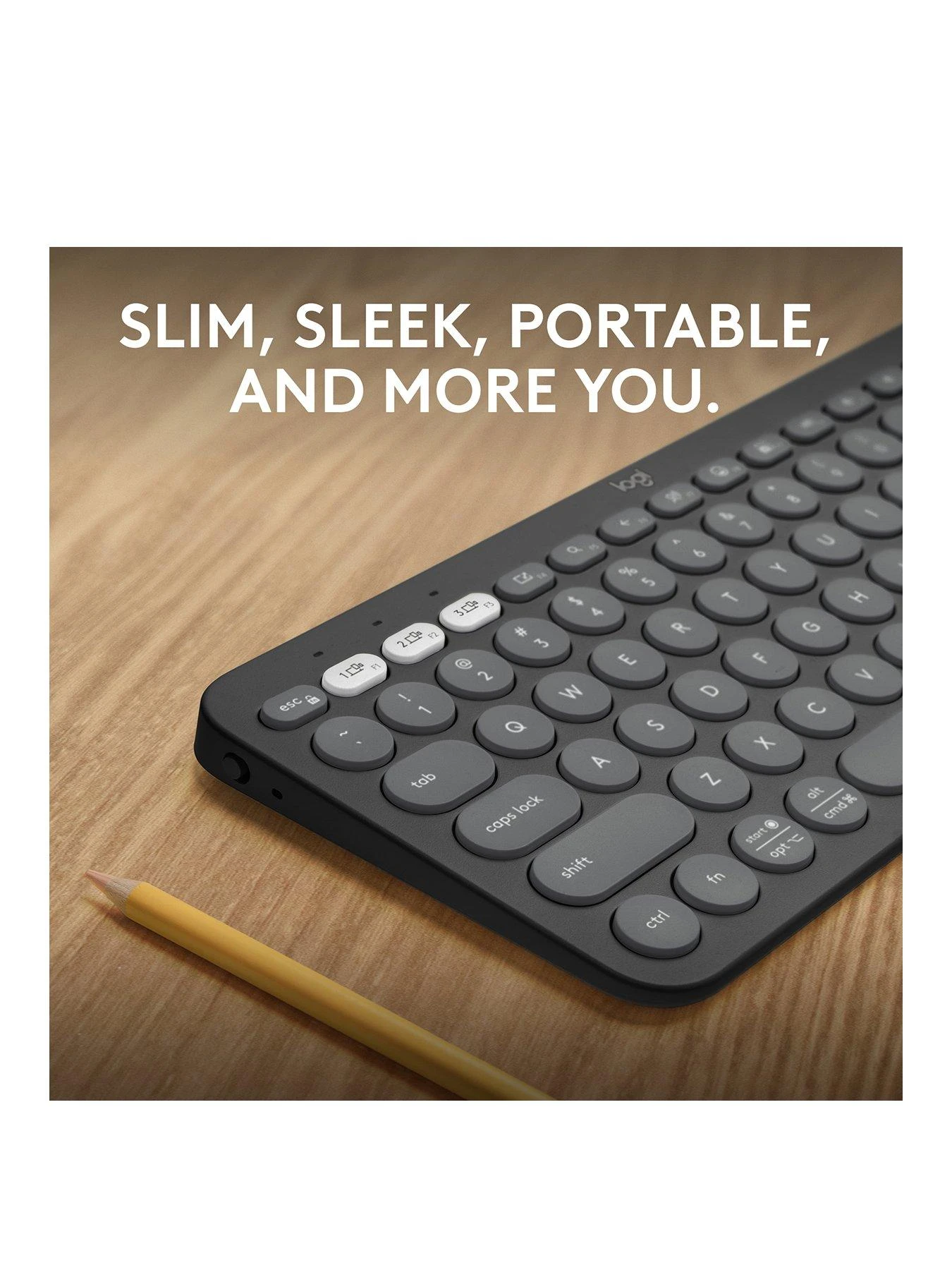 Logitech Pebble Keys 2 K380s, Multi-Device Bluetooth Wireless Keyboard, Slim And Portable - Graphite 2 Logitech Pebble Keys 2 K380s, Multi-Device Bluetooth Wireless Keyboard, Slim And Portable - Graphite - Image 2