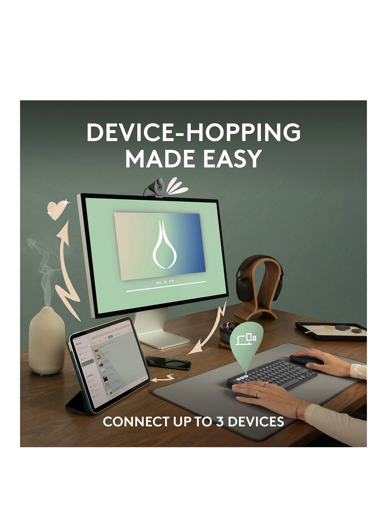 Logitech Pebble Keys 2 K380s, Multi-Device Bluetooth Wireless Keyboard, Slim And Portable - Graphite 3 Logitech Pebble Keys 2 K380s, Multi-Device Bluetooth Wireless Keyboard, Slim And Portable - Graphite - Image 3