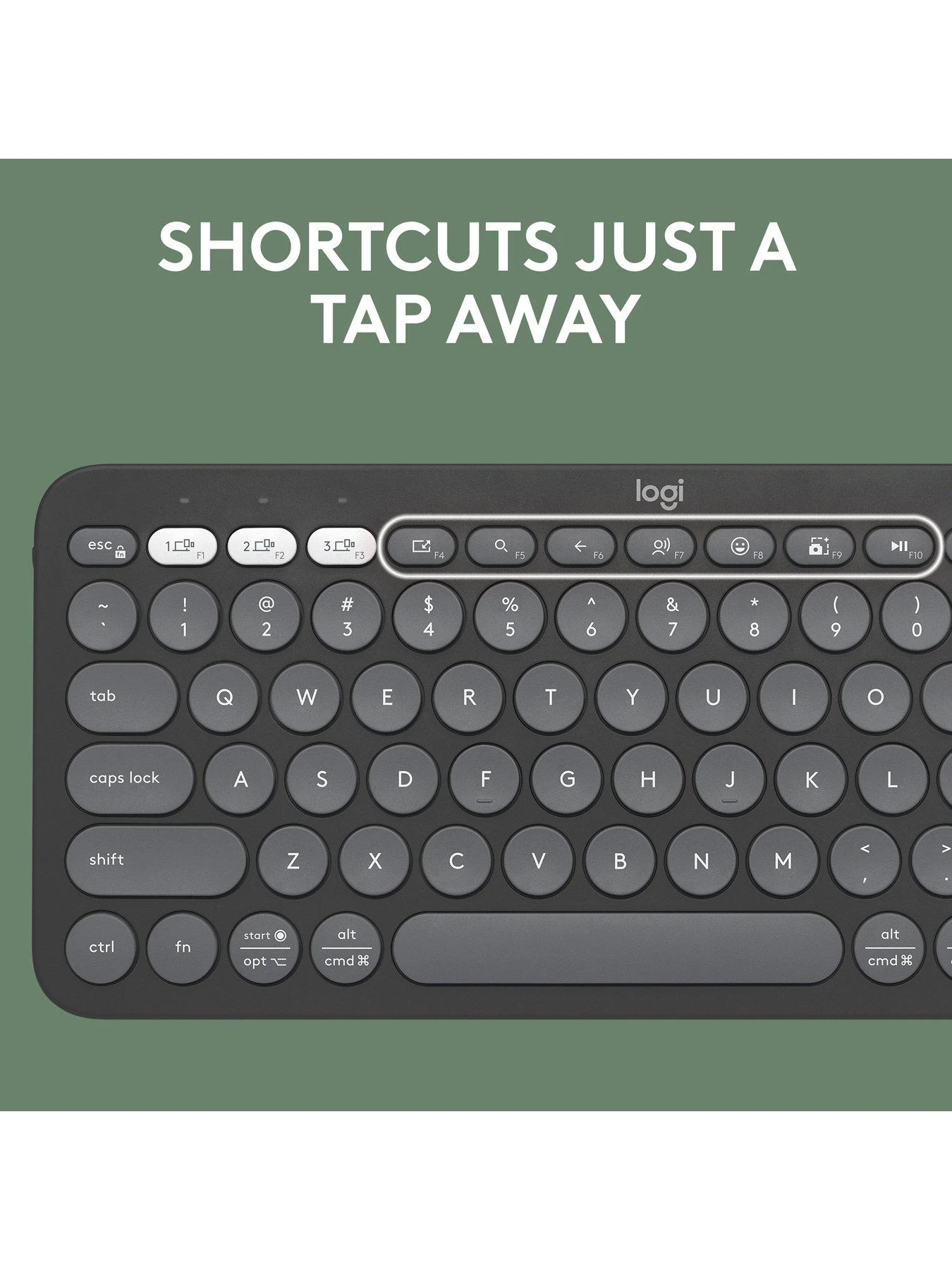 Logitech Pebble Keys 2 K380s, Multi-Device Bluetooth Wireless Keyboard, Slim And Portable - Graphite 4 Logitech Pebble Keys 2 K380s, Multi-Device Bluetooth Wireless Keyboard, Slim And Portable - Graphite - Image 4