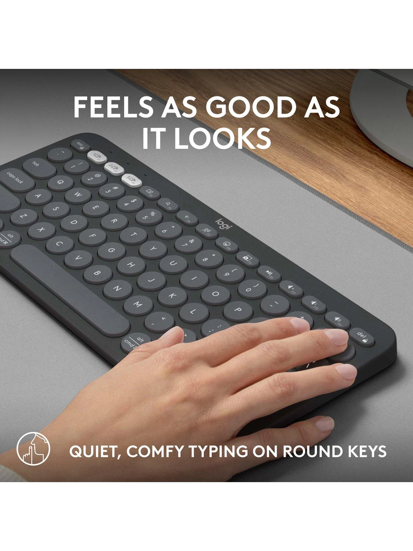 Logitech Pebble Keys 2 K380s, Multi-Device Bluetooth Wireless Keyboard, Slim And Portable - Graphite 5 Logitech Pebble Keys 2 K380s, Multi-Device Bluetooth Wireless Keyboard, Slim And Portable - Graphite - Image 5