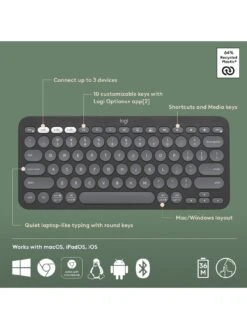 Logitech Pebble Keys 2 K380s, Multi-Device Bluetooth Wireless Keyboard, Slim And Portable - Graphite 12 Logitech Pebble Keys 2 K380s, Multi-Device Bluetooth Wireless Keyboard, Slim And Portable - Graphite -Digital Station VQ3D3 SQ6 0000000527 GRAPHITE SLd2