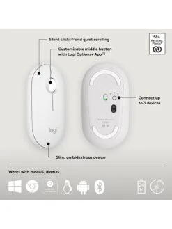 Logitech Pebble Mouse 2 M350s Slim Bluetooth Wireless Mouse, Lightweight, Quiet Clicks - Off White -Digital Station VQ3D6 SQ6 0000000013 WHITE SLd2