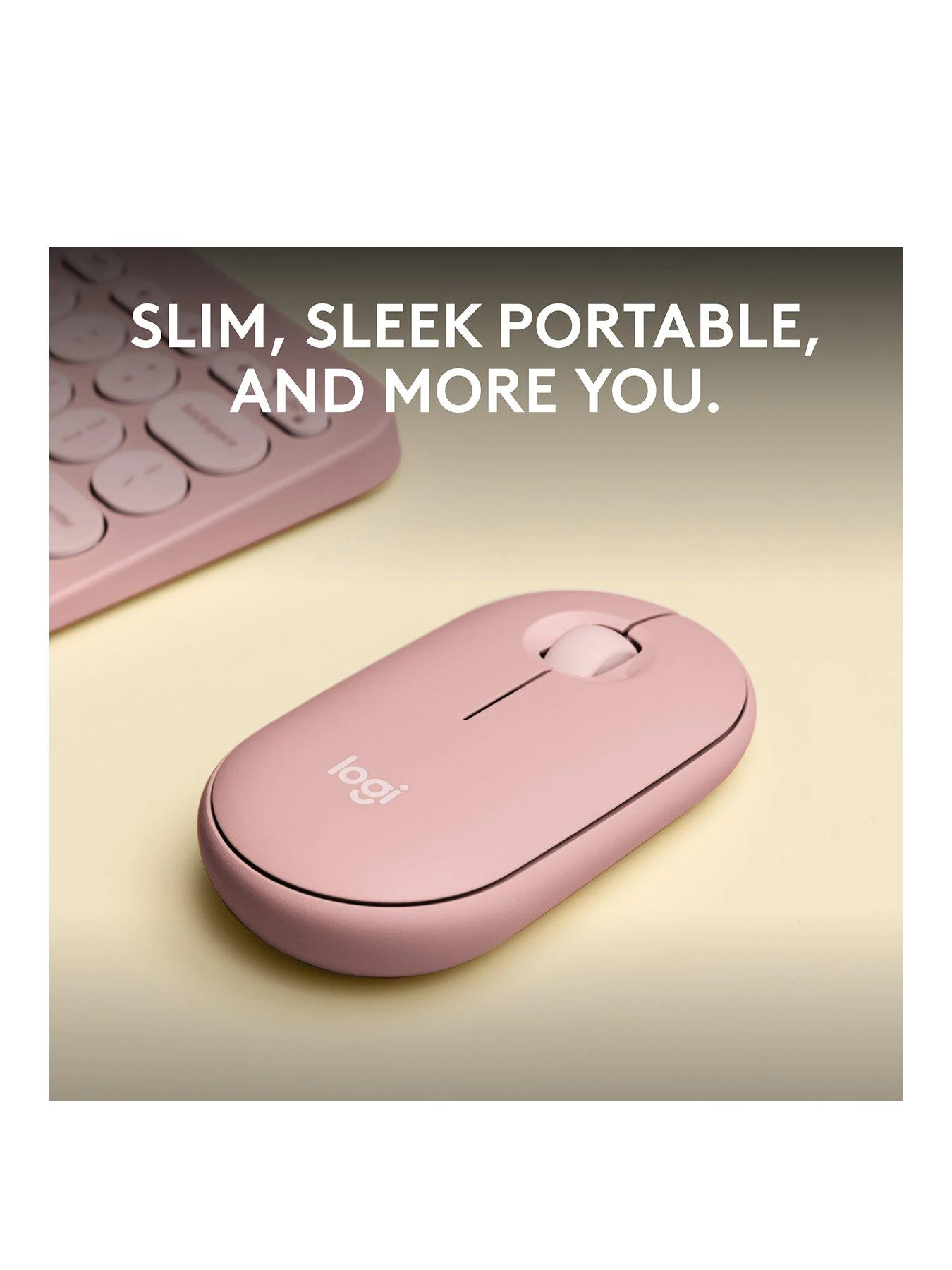 Logitech Pebble Mouse 2 M350s Slim Bluetooth Wireless Mouse, Lightweight, Quiet Clicks - Rose 2 Logitech Pebble Mouse 2 M350s Slim Bluetooth Wireless Mouse, Lightweight, Quiet Clicks - Rose - Image 2