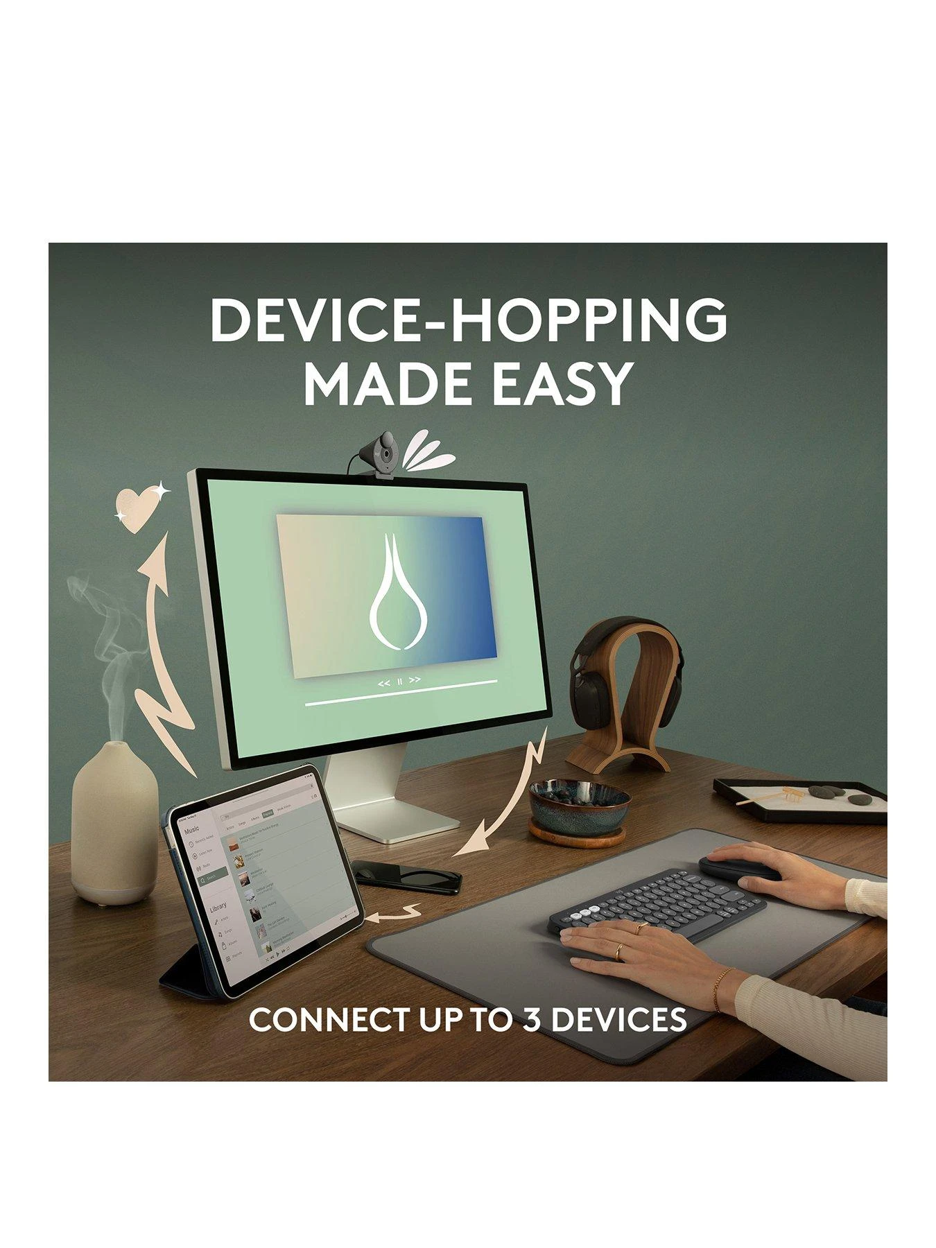 Logitech Pebble Mouse 2 M350s Slim Bluetooth Wireless Mouse, Lightweight, Quiet Clicks - Rose 3 Logitech Pebble Mouse 2 M350s Slim Bluetooth Wireless Mouse, Lightweight, Quiet Clicks - Rose - Image 3