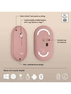 Logitech Pebble Mouse 2 M350s Slim Bluetooth Wireless Mouse, Lightweight, Quiet Clicks - Rose 12 Logitech Pebble Mouse 2 M350s Slim Bluetooth Wireless Mouse, Lightweight, Quiet Clicks - Rose -Digital Station VQ3D7 SQ6 0000000063 PINK SLd2