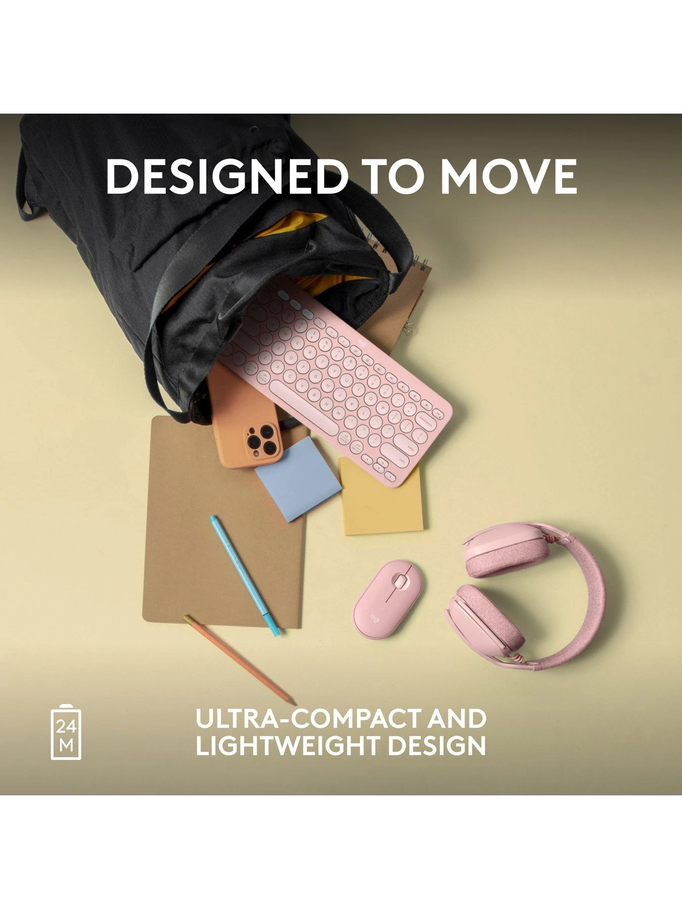 Logitech Pebble Mouse 2 M350s Slim Bluetooth Wireless Mouse, Lightweight, Quiet Clicks - Rose 7 Logitech Pebble Mouse 2 M350s Slim Bluetooth Wireless Mouse, Lightweight, Quiet Clicks - Rose - Image 7