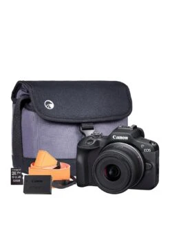 Canon® Canon EOS R100 APS-C Camera Kit Inc RF-S 18-45mm Lens, 32GB SD Card, Additional LP-E17 Battery, Neck Strap & Case