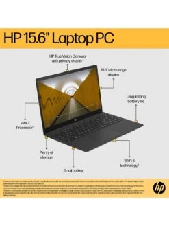 HP 15-fc0016na, AMD Ryzen 7, 8GB RAM 512GB SSD, 15in Laptop - Black With Microsoft M365 Personal (1 Year) & Norton 360 Deluxe 3 Device 1 Year Included -Digital Station VRWBO SQ5 0000000004 BLACK SLd1