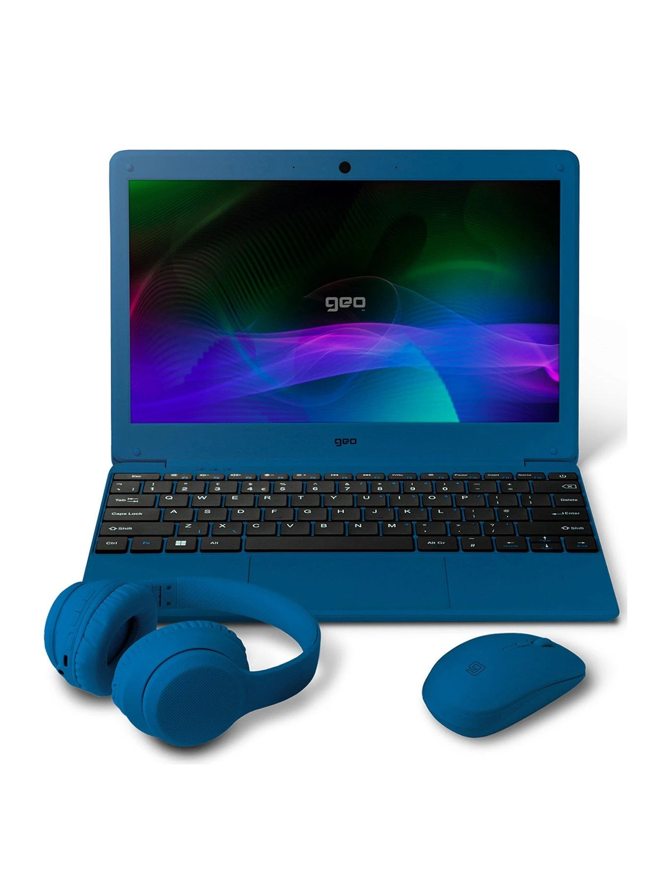 Geo Geobook 110 11.6in 4GB 128GB Windows 11 Blue Laptop, Headset, Mouse And Sleeve Bundle 1 Geo Geobook 110 11.6in 4GB 128GB Windows 11 Blue Laptop, Headset, Mouse And Sleeve Bundle