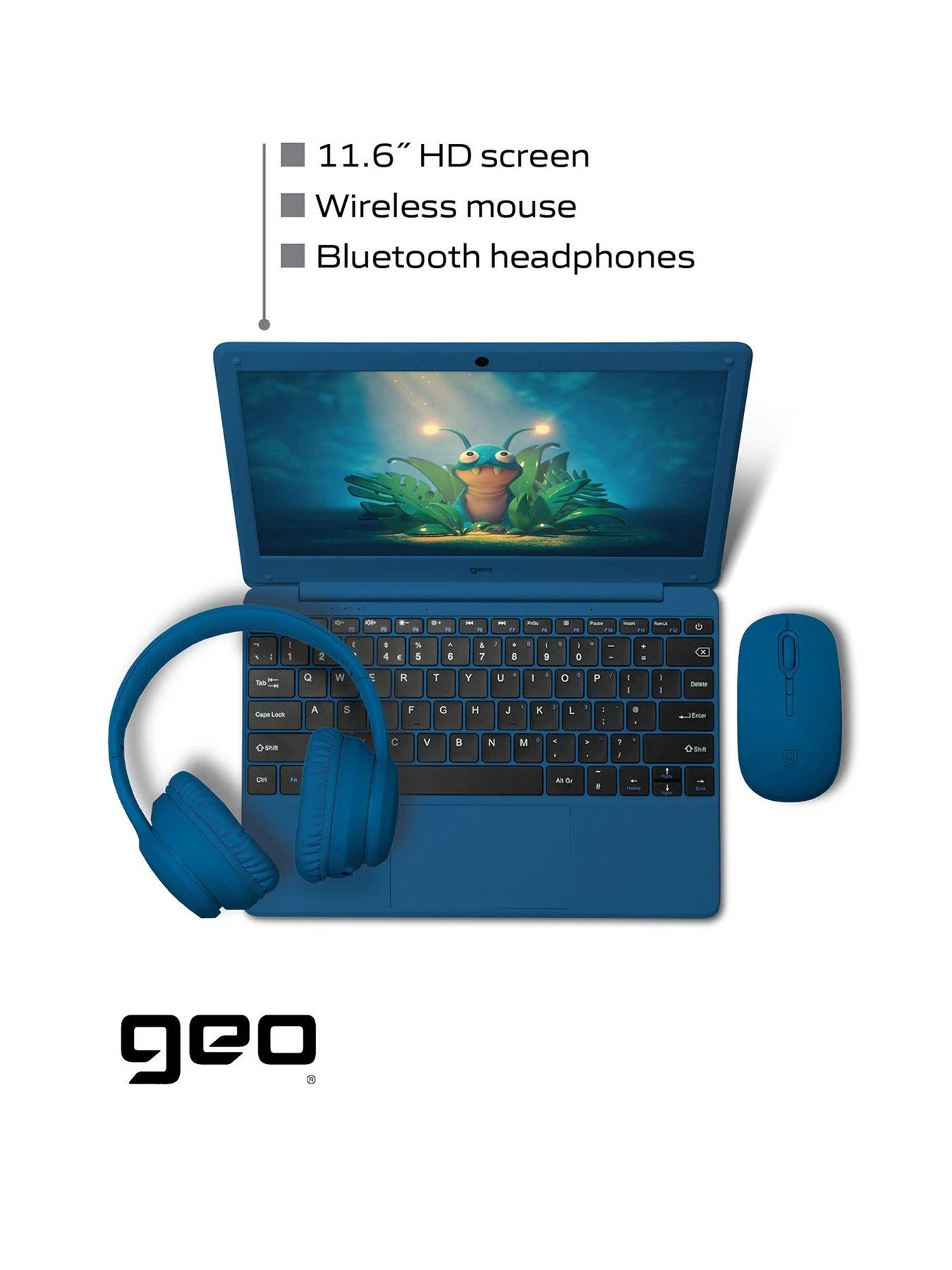 Geo Geobook 110 11.6in 4GB 128GB Windows 11 Blue Laptop, Headset, Mouse And Sleeve Bundle 2 Geo Geobook 110 11.6in 4GB 128GB Windows 11 Blue Laptop, Headset, Mouse And Sleeve Bundle - Image 2