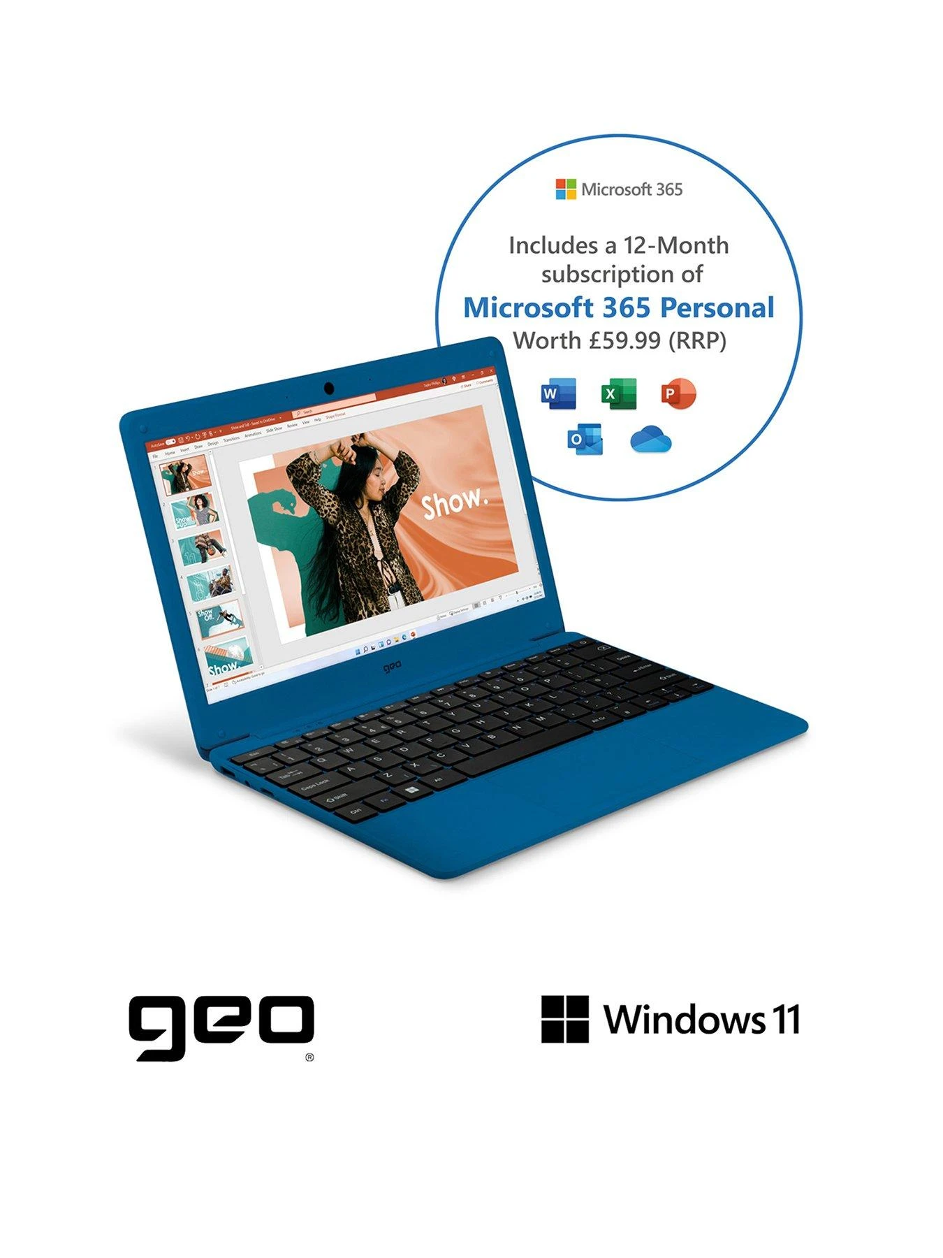 Geo Geobook 110 11.6in 4GB 128GB Windows 11 Blue Laptop, Headset, Mouse And Sleeve Bundle 3 Geo Geobook 110 11.6in 4GB 128GB Windows 11 Blue Laptop, Headset, Mouse And Sleeve Bundle - Image 3