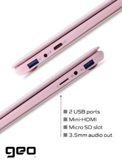 Geo Geobook 110 11.6in 4GB 128GB Windows 11 Pink Laptop, Headset, Mouse And Sleeve Bundle -Digital Station VS584 SQ5 0000000063 PINK SLd1