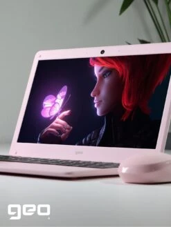 Geo Geobook 110 11.6in 4GB 128GB Windows 11 Pink Laptop, Headset, Mouse And Sleeve Bundle -Digital Station VS584 SQ7 0000000063 PINK SLd3